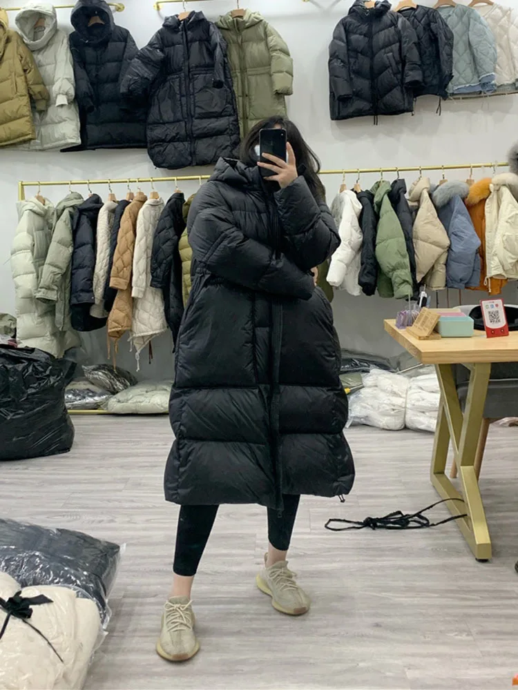 2022 Women Down Jacket Long Winter Oversized Warm Thick Casual Coat Female High Street Bat Sleeve Large Size Down Parkas