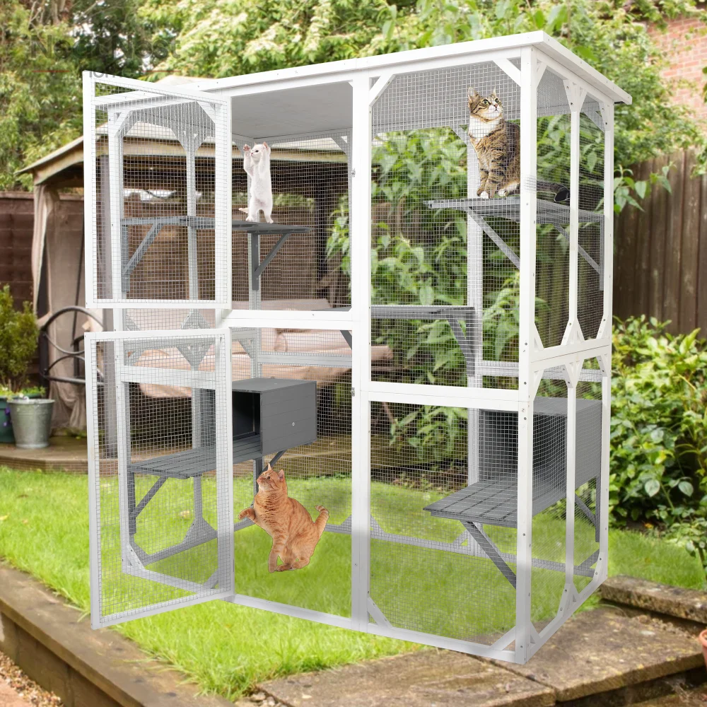 

Outdoor Cat Enclosure Large for Multiple Cats, Outdoor Wooden Cat House,cat cage box lovely house cute pet play speace,CAT HOUSE