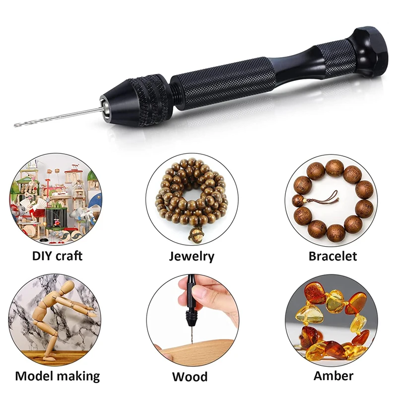 60-Piece Pin Vise Hand Drill Set – Micro Twist & PCB Drill Bits (0.3-3.0mm), Semi-Automatic Spiral Rotary Tool, For Resin, Polymer Clay, Jewelry, Electronics, With Storage Box
