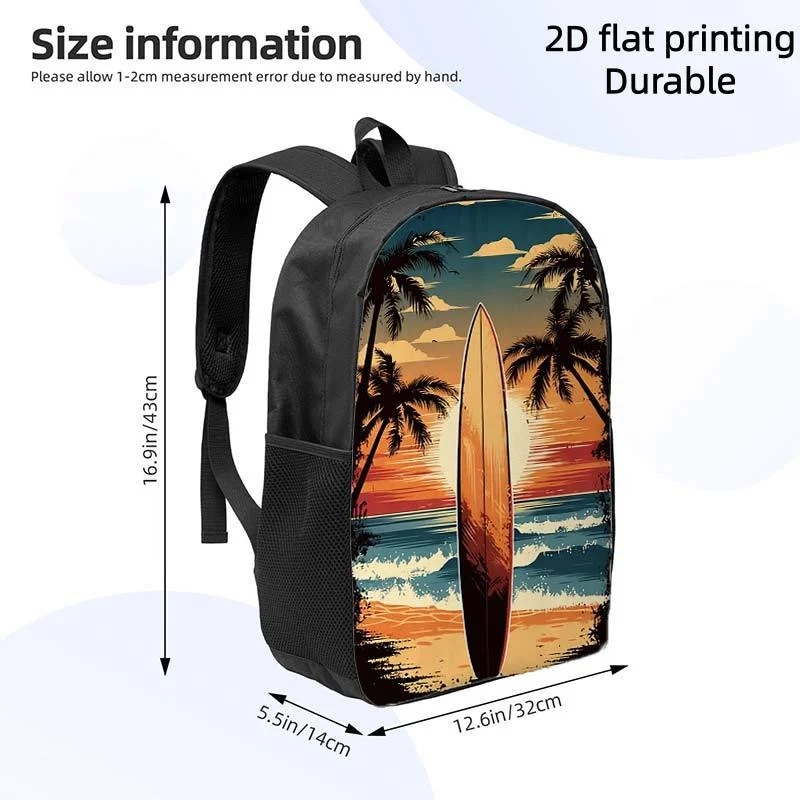 

1 Sunset Beach Coconut Tree Surfboard Backpack | Lightweight, Large Capacity, Adjustable Shoulder Strap, Zip Seal