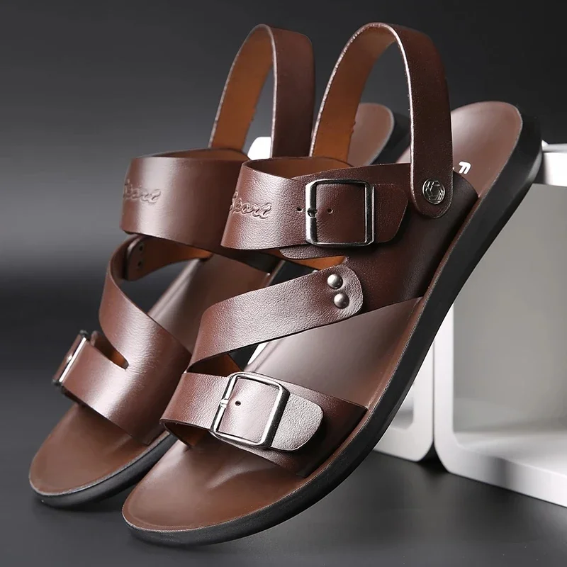 Men Sandals Double Buckle Summer Shoes Plus Size Beach Shoes