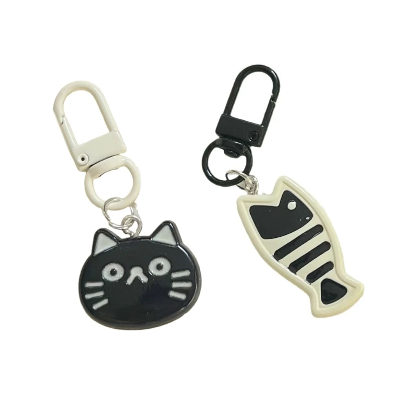 

2Pcs Adorable Kitten and Fish Keychain Plastic Keyring Pendant Fashionable Key Ornament Bag Decoration for Everyday Use