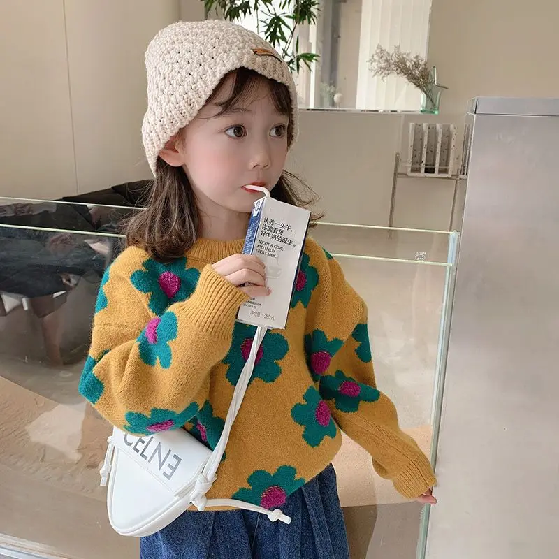 

Girls' Winter Velvet Padded Sweater 2022 New Children's Top Inner Wear Baby Autumn and Winter Clothes Knitted Bottoming Shirt