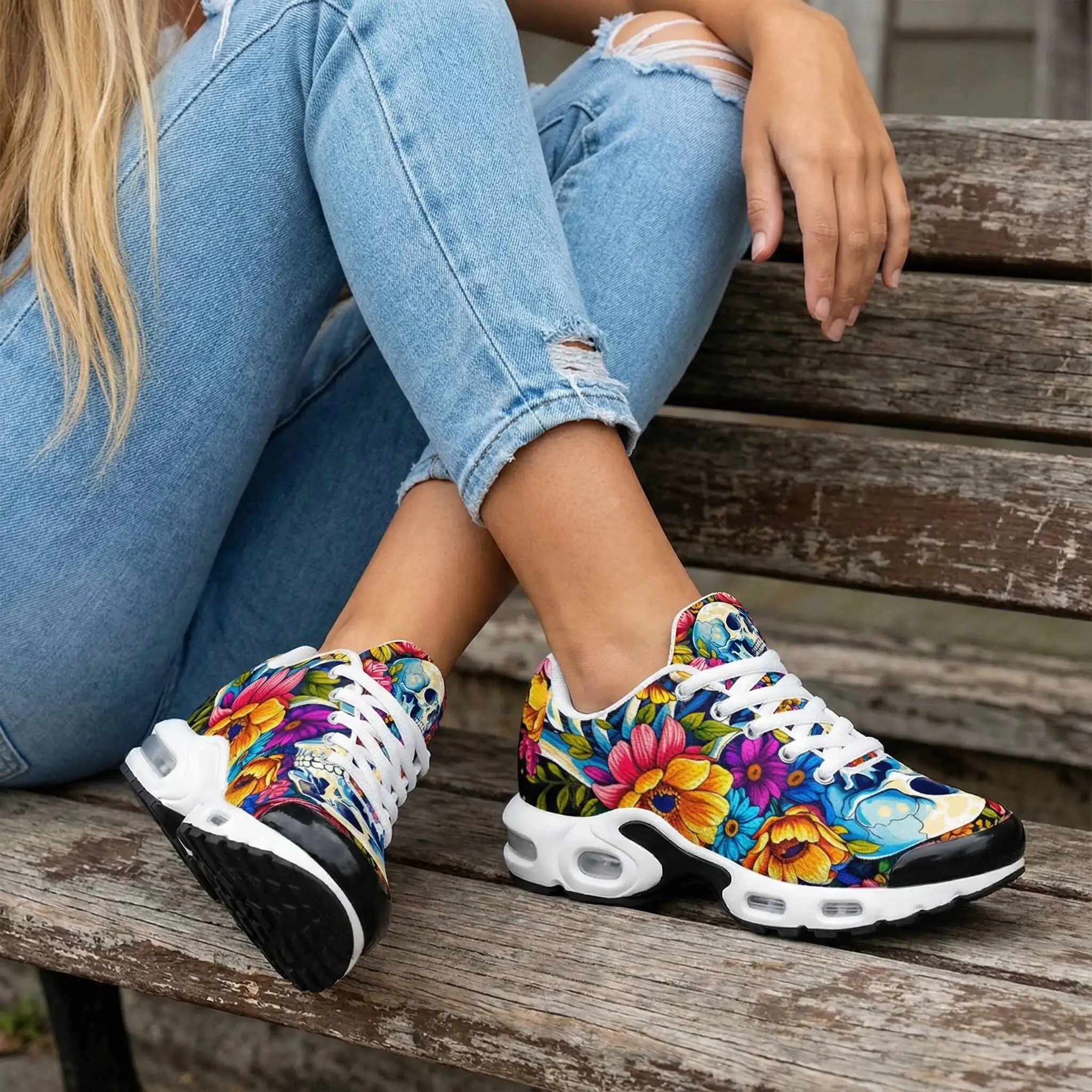 Skull And Floral Print Casual  - đánh giá và giá Breathable Mesh Athletic Shoes