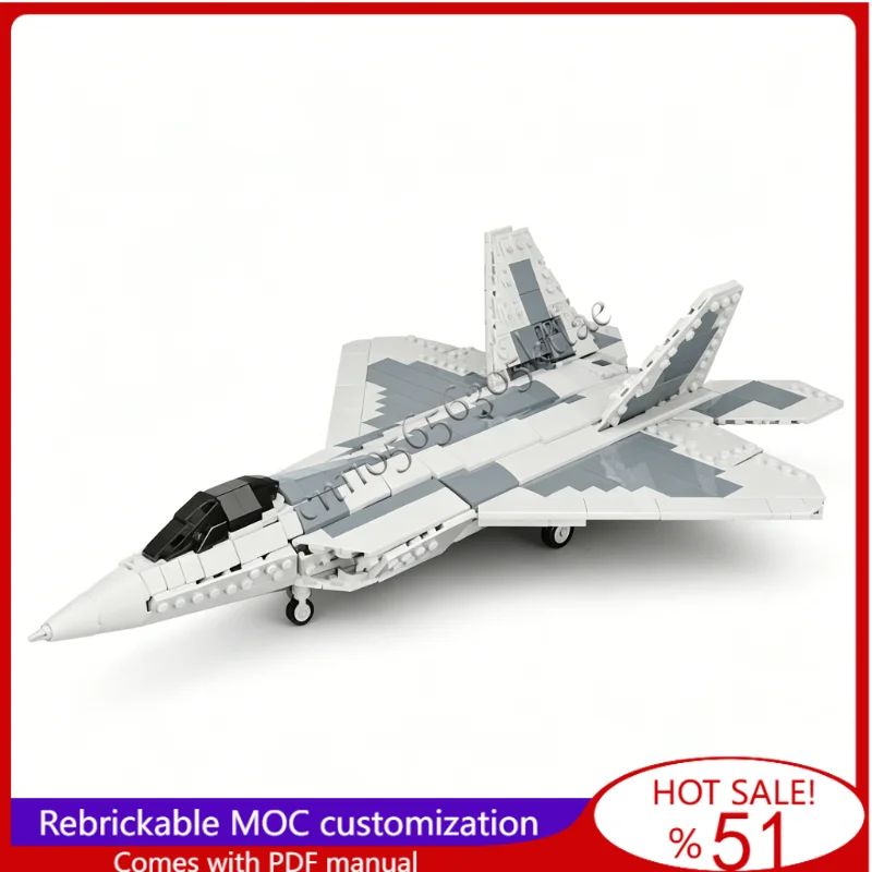 894 PCS MOC Battle Series 1/45 Ratio F-22A Fighter Jet Building Model Custom Technology Creative Assembly Kids Toy Festival Gift