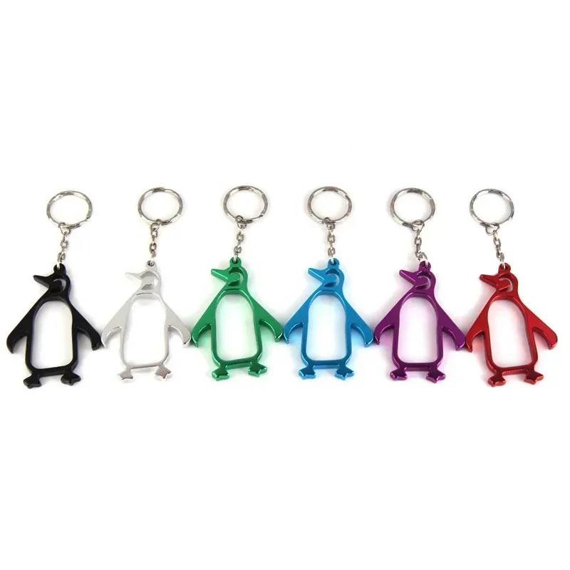 Lot 100pcs Cute Gadgets Penguin Shaped Beer Opener Aluminum Alloy Bottle Opener Keychains Outdoor Camping Tools