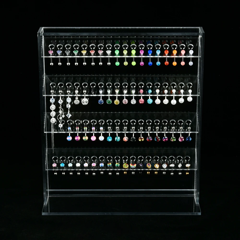 1PC 72 Holes 4 Layers Acrylic Belly Button Ring Display Stand Tongue Studs Transparent Holder Piercing Jewelry Display Stand