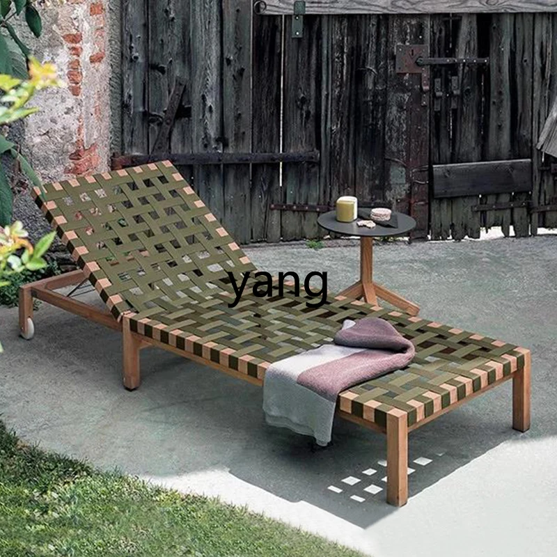 L'm'm Outdoor Wood Recliner Leisure Courtyard Rattan Teak Outdoor Terrace Lunch Break Recliner