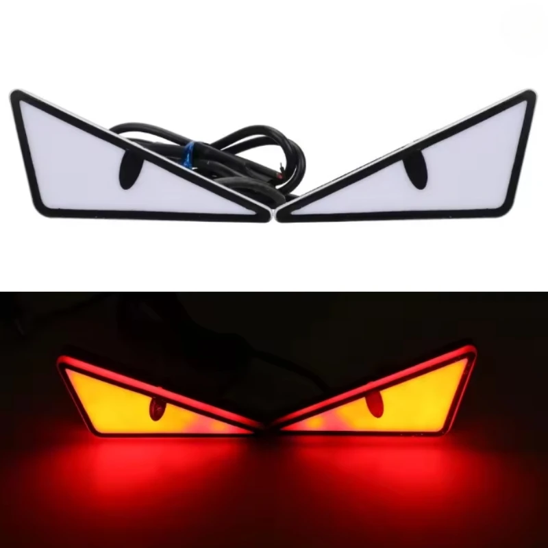 

2PCS Motorcycle LED Triangle Devil Eye Lights Car Tail Decorative Lamp Mini Eagle Eye Lamp Universal Brake Light Accessories