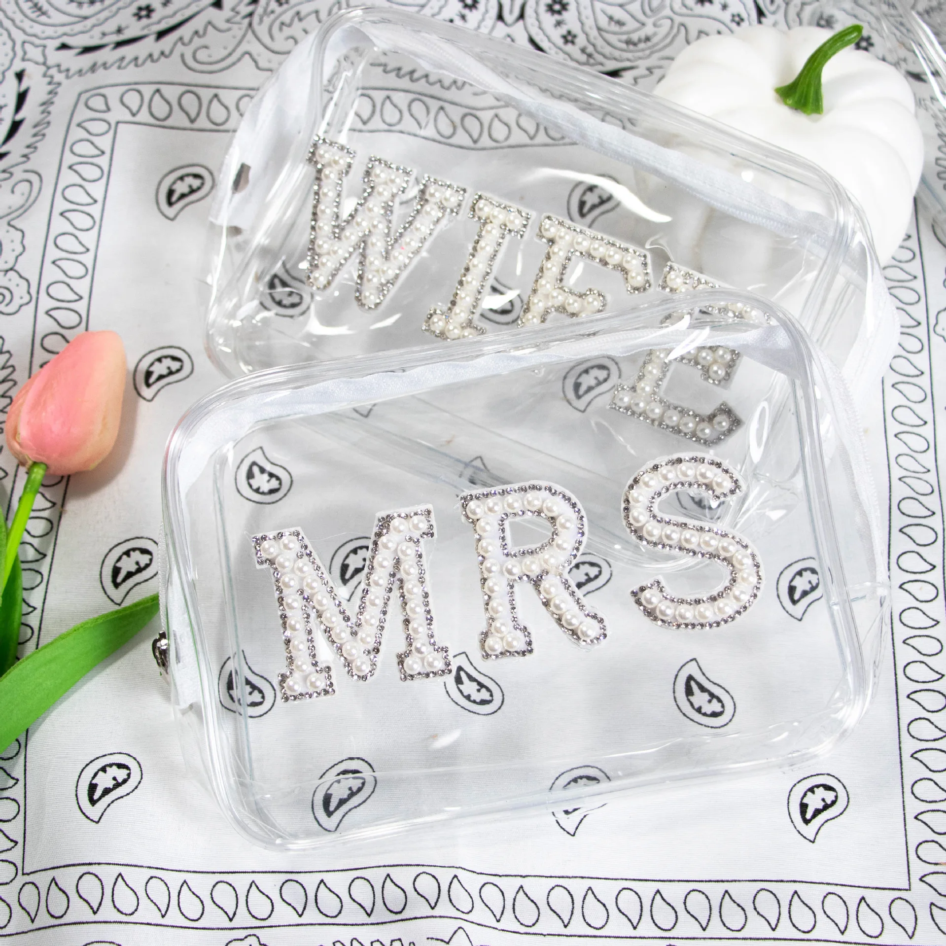 Bride Makeup Bag Travel Wedding Cosmetics Storage Bag Creative Bridesmaid Gift Storage Bag