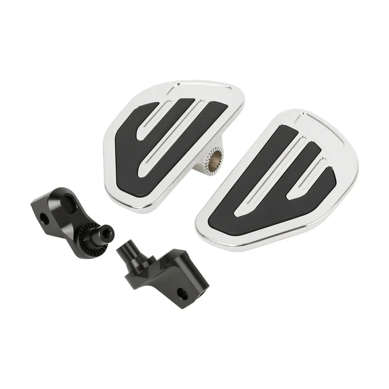 Motorcycle Foot Pedal Front Footboard for Touring Bike Aluminum Alloy Rounded Base with Traction Grooves