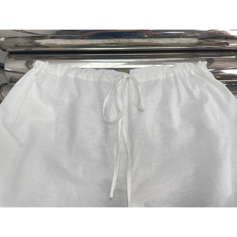 Pantaloni casual da donna con coulisse bianchi stile Old Money, rilassanti e versatili, pantaloni a gamba larga in vita elastica