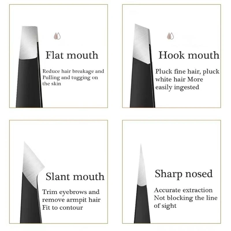 Atacado 4 pçs pinças de sobrancelha conjunto, precisões para kits de cuidados faciais cabelo de aço inoxidável, removedor de cabelo dentro crescente a0nd