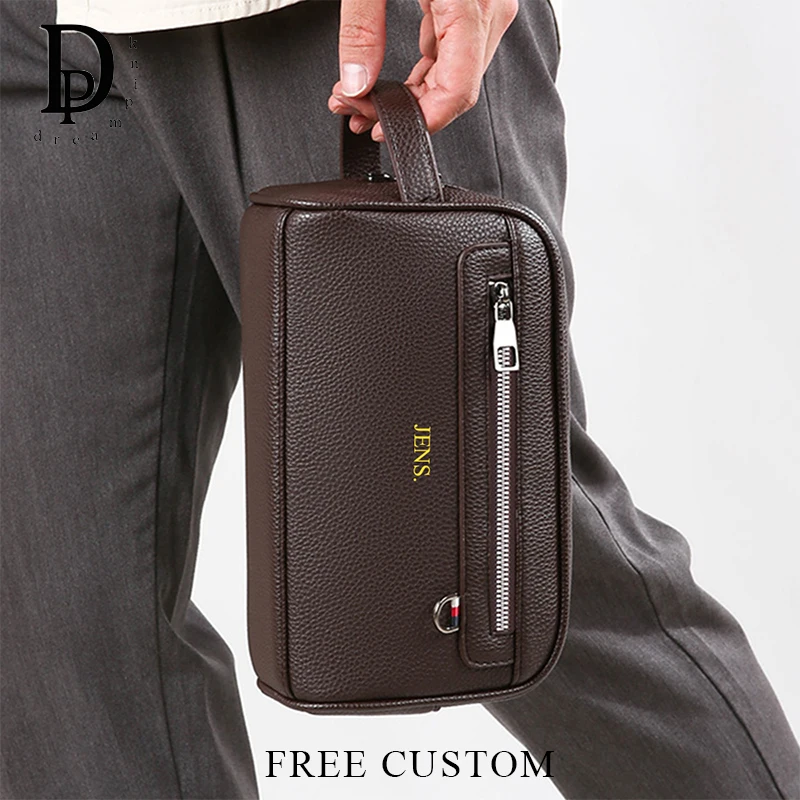 Custom Letters PU Leather Luxury Storage Bag For Man Large Capacity Travel Portable Personalized Toiletry Bag Business Wallet