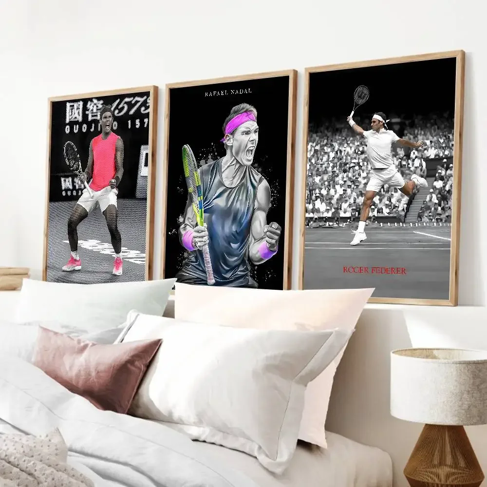 Rafael Nadal Roger Federer   Poster Print For Bedroom Living Room Home Decor Cartoon Movie Wall Art HD Picture Mural