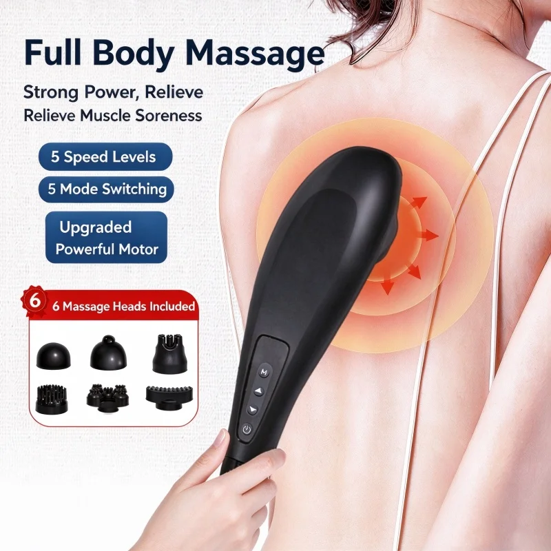 Handheld Wireless Electric Massage Hammer with Heating, Vibration & Tapping Massage for Neck, Waist and Back Muscle Relaxation