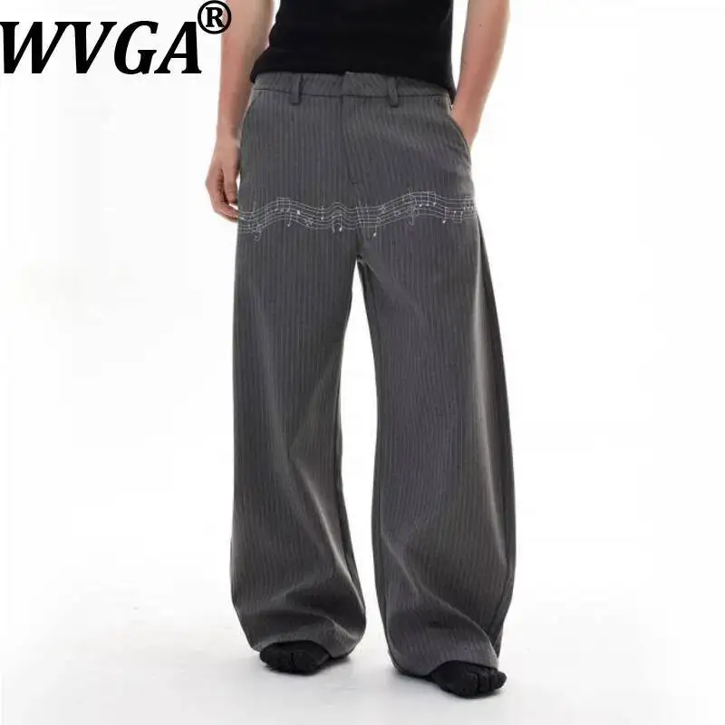 WVGA Spring Summer New Men's Trendy Embroidered Design Trendy Loose Draped Trousers Niche Chic Casual Straight Pants Ins W24522