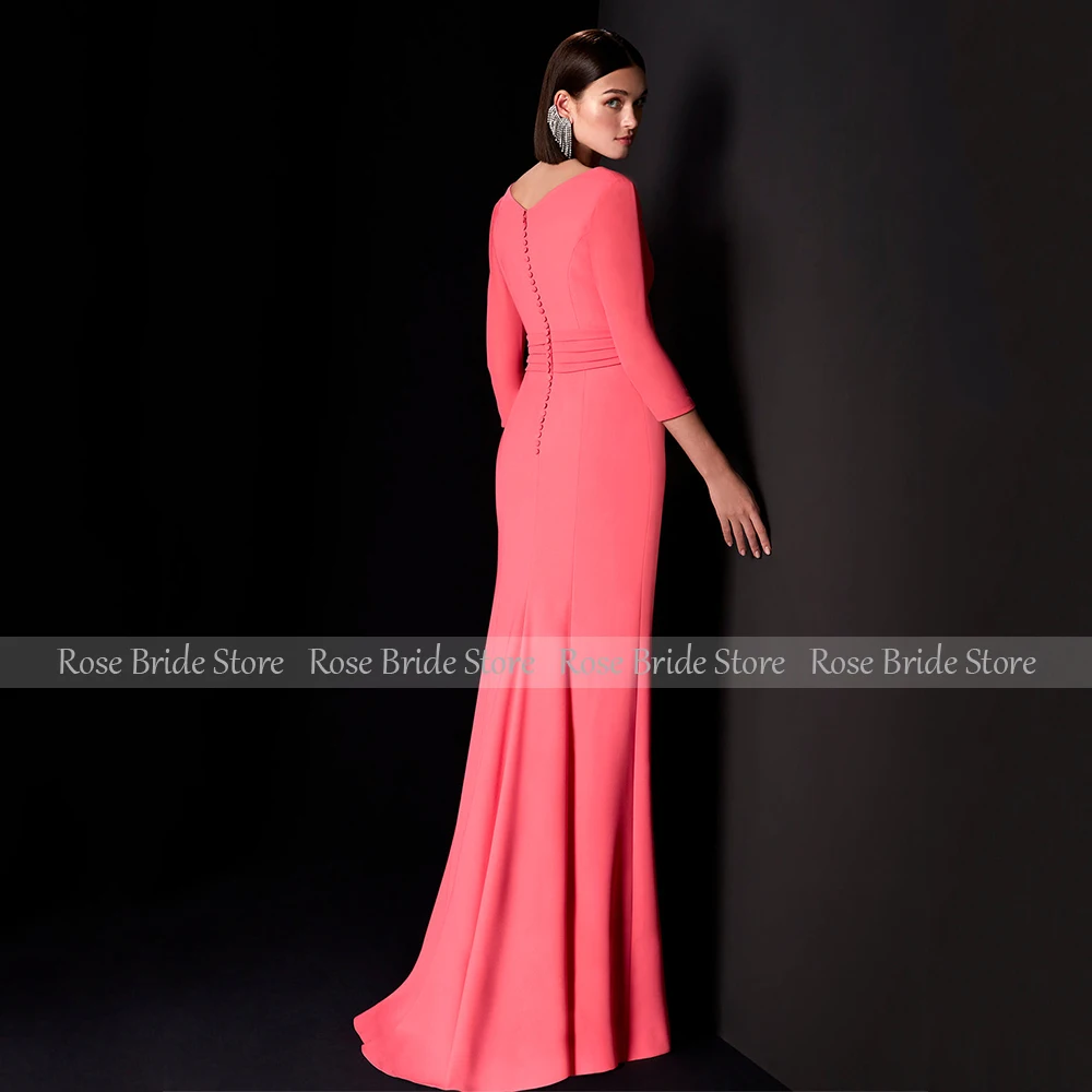 Watermelon Wedding Guest Dresses for Women V Neck Mermaid Mother of the Bride Gowns Long Side Split V Neck Formal Party Dress