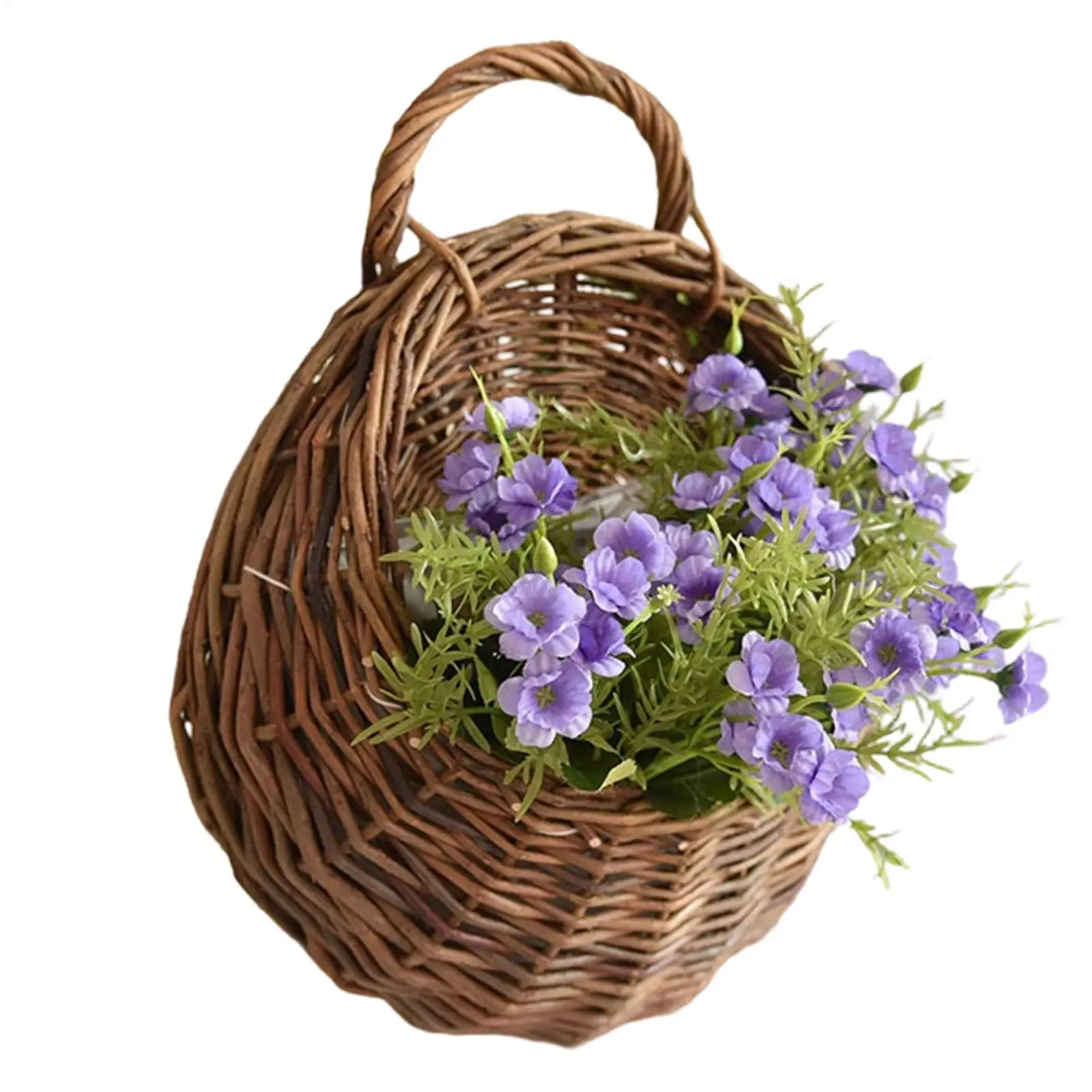 Flower Planter Wall Hanging Wicker Rattam Basket Garden Vine Pot Plants Holder Wicker Basket Nest Flower Pot Home Decoration