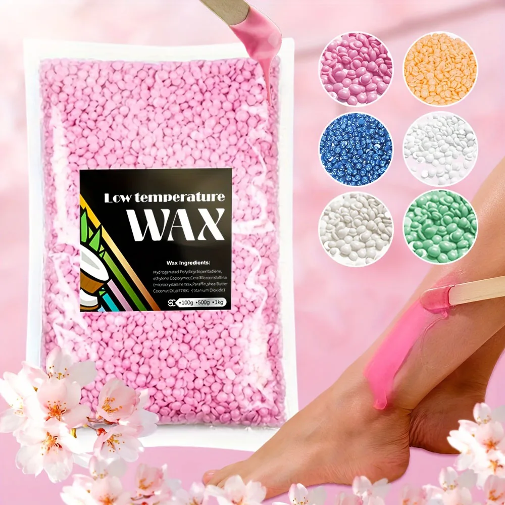 Vliife 100/500g Wax Beads Gentle Hard Hair Removal Wax for Sensitive Skin Types Long Lasting Results No Redness or Irritation