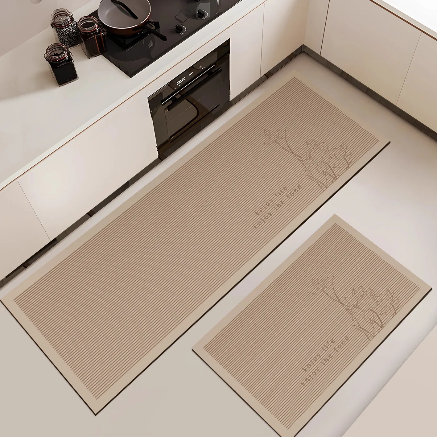 Kitchen Floor Mat Rug Carpet PVC Leather Home Decoration Oil-proof  Non-slip Wipeable Wash-free Dirt-resistant Waterproof