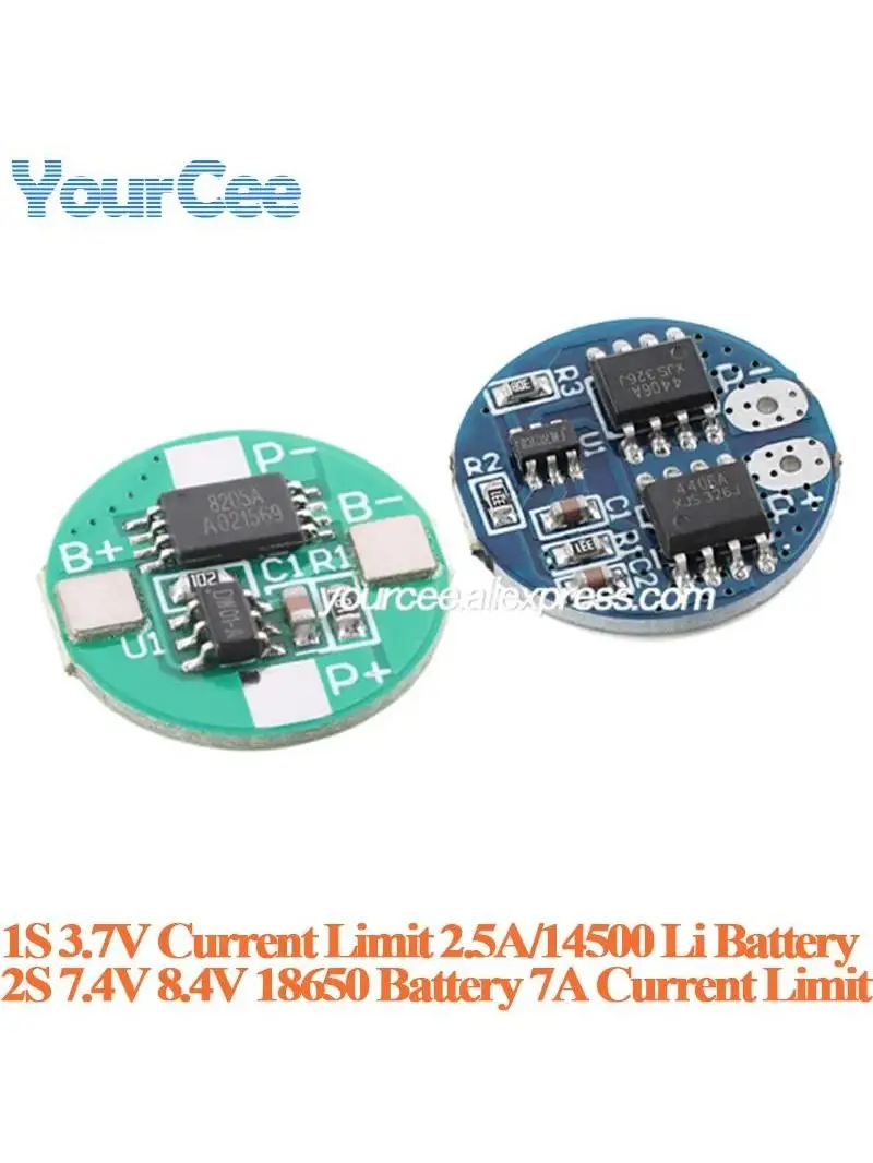 20 szt./1 szt. 3.7V 1S 2.5A 14500 Li-ion BMS PCM Moduł Ochronny Baterii 2S 7.4V 8.4V z Zabezpieczeniem Przed Przeładowaniem i Nadmiernym Rozładowaniem — zdjęcie 2