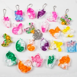 10Pcs Cute Bunny Egg Mini Pop Keychain Toddler Sensory Finger Decompressing Fidget Toys for Easter Party Favors Birthday Gift