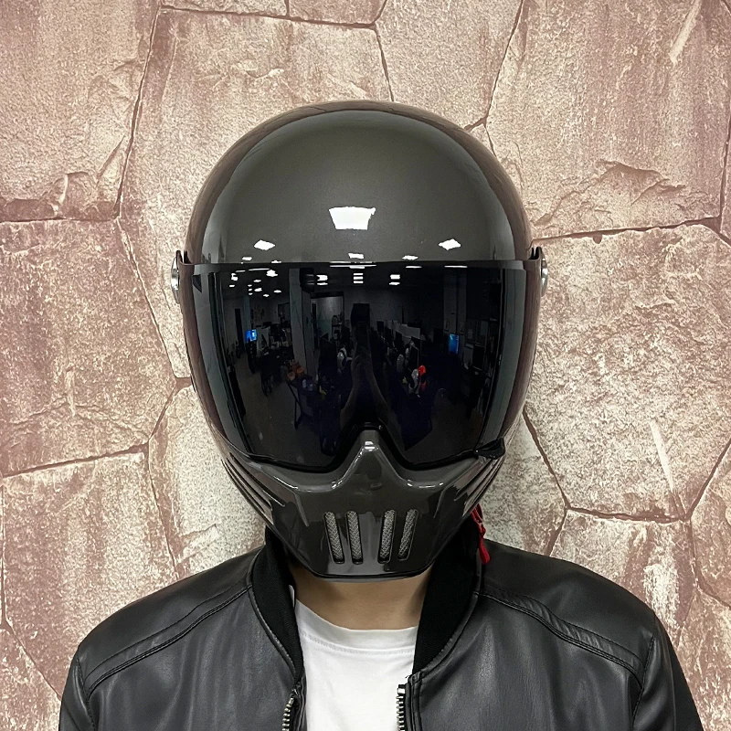 

Motorycle Helmet Moto Retro Helmet Men Motorbike Riding Motocross Vintage Full Face Helmets Capacete Moto For Adults Full Face