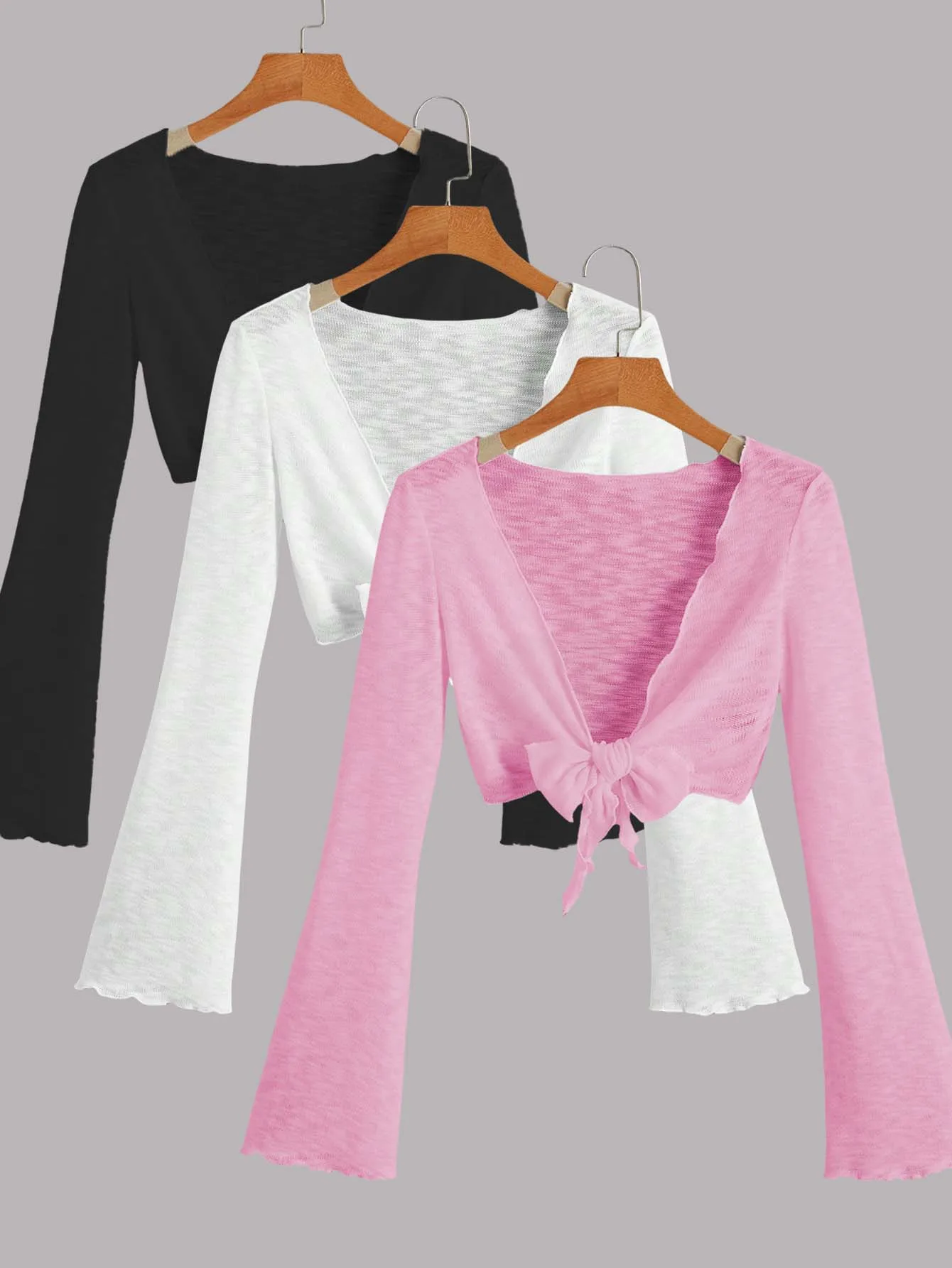 

New style fashionable and trendy all-color long-sleeved cardigan women's coat set of three pieces