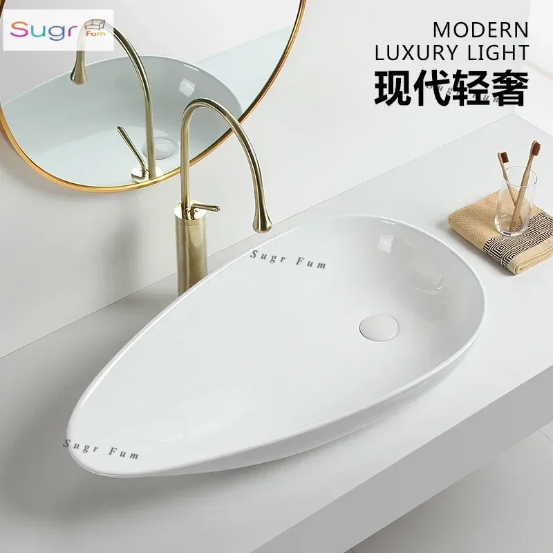 

Modern fashion countertop basin left and right side launching washbasin wash basin balcony washing machine cabinet countertop