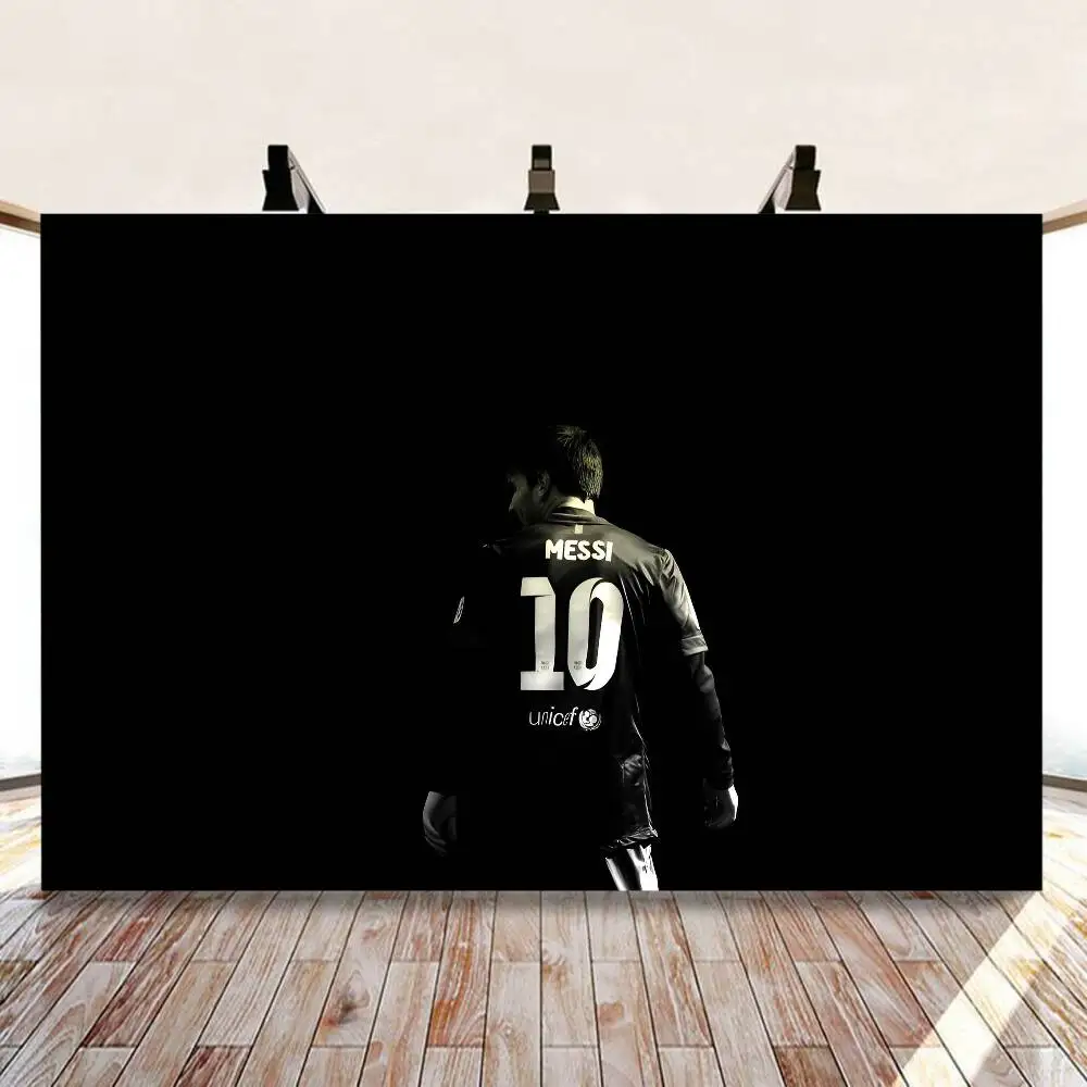 F-Football M-Messi الديكور خلفية غرفة الطرف الديكور خلفية القماش الأطفال عيد ميلاد راية التصوير الدعائم #3