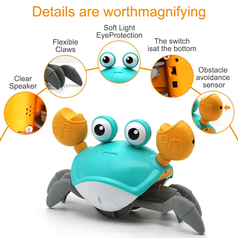 Kids Induction Escape Crab Octopus Crawling Toy Baby Electronic Pets Musical Toy Montessori Toddler Moving Toy Anime Sensor Gift