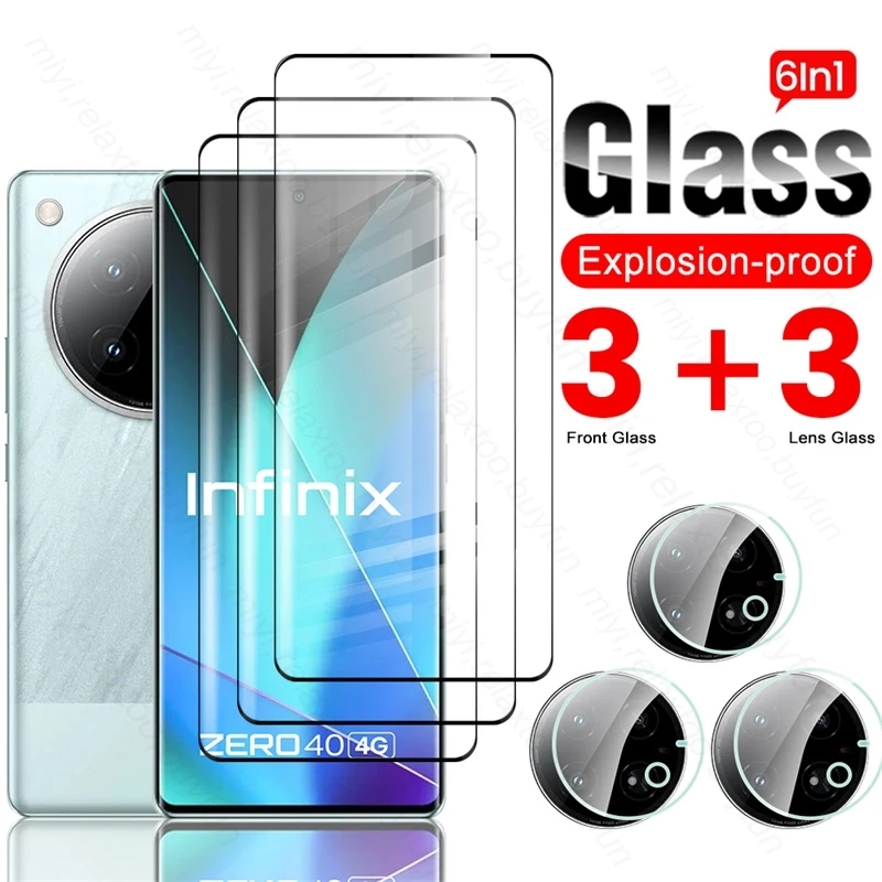 InfinixZero40 4G Case 6 In 1 9H Tempered Glass for Infinix Zero40 Zero 40 4G 5G Camera Lens Screen Protector HD Film Guard Cover