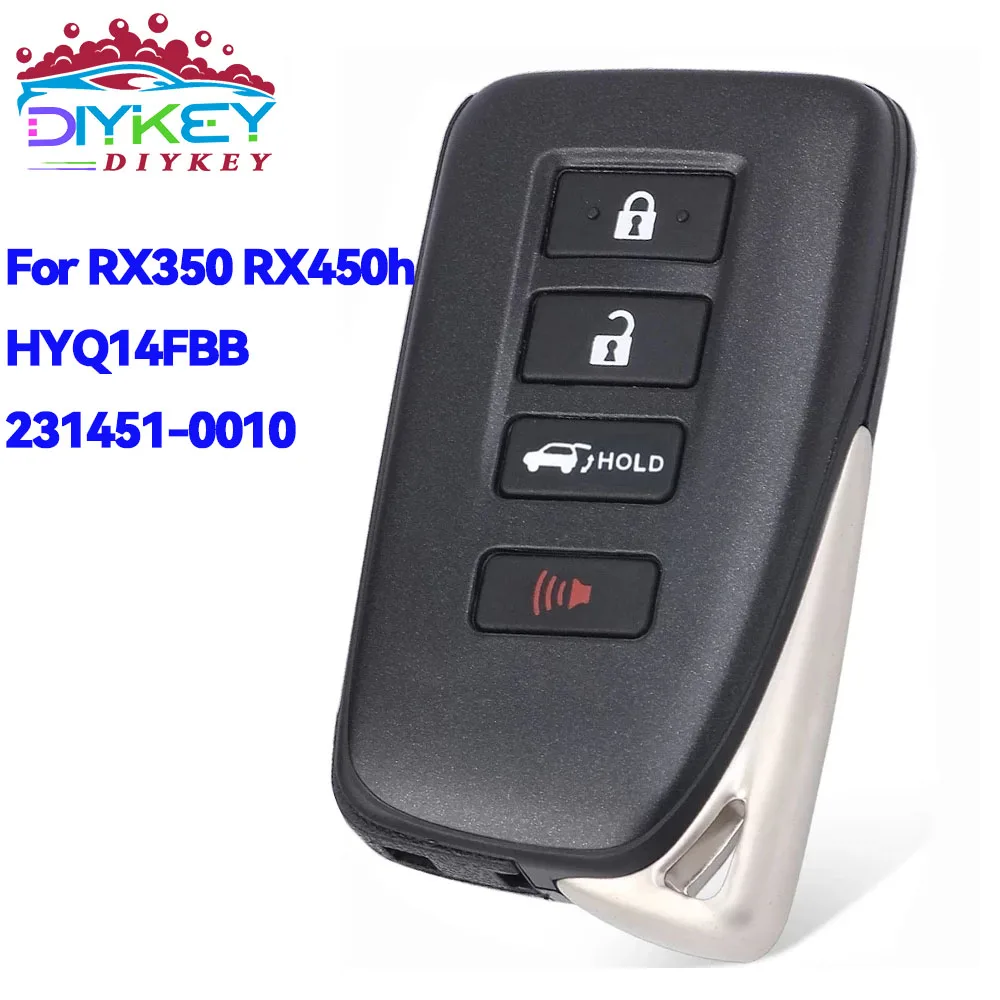 

DIYKEY 4 Buttons For Lexus RX350 RX450H 2016 2017 2018 2019 2020 FCC ID: HYQ14FBB 231451-0010 Smart 314.3MHz 8A Chip Remote Key