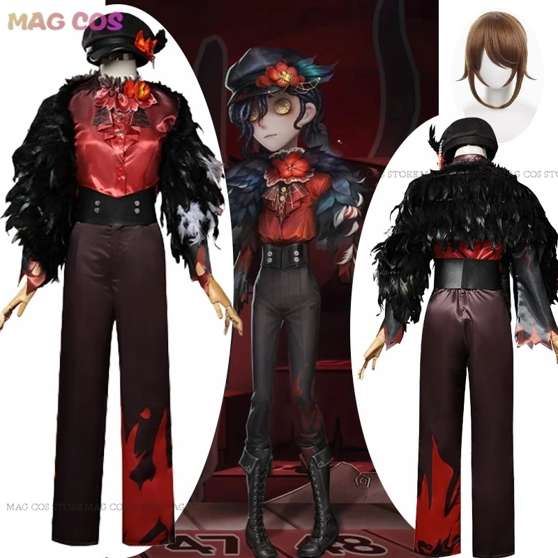 Game Identity V Edgar Valden Cosplay Costumes Painter Cosplay Printing Survival Shawl Suit Uniform Wig Halloween Outfit For Man