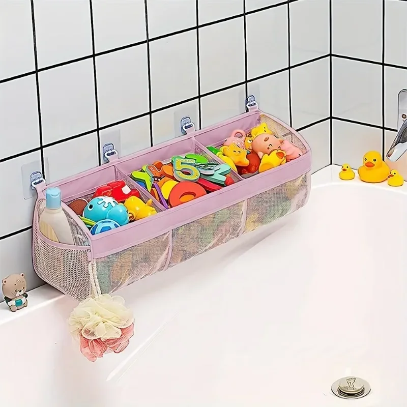 حقيبة تخزين شبكية متعددة الوظائف، مناسبة للحمامات والاستحمام - مثالية لتخزين الألعاب والوجبات الخفيفة وإكسسوارات الشعر