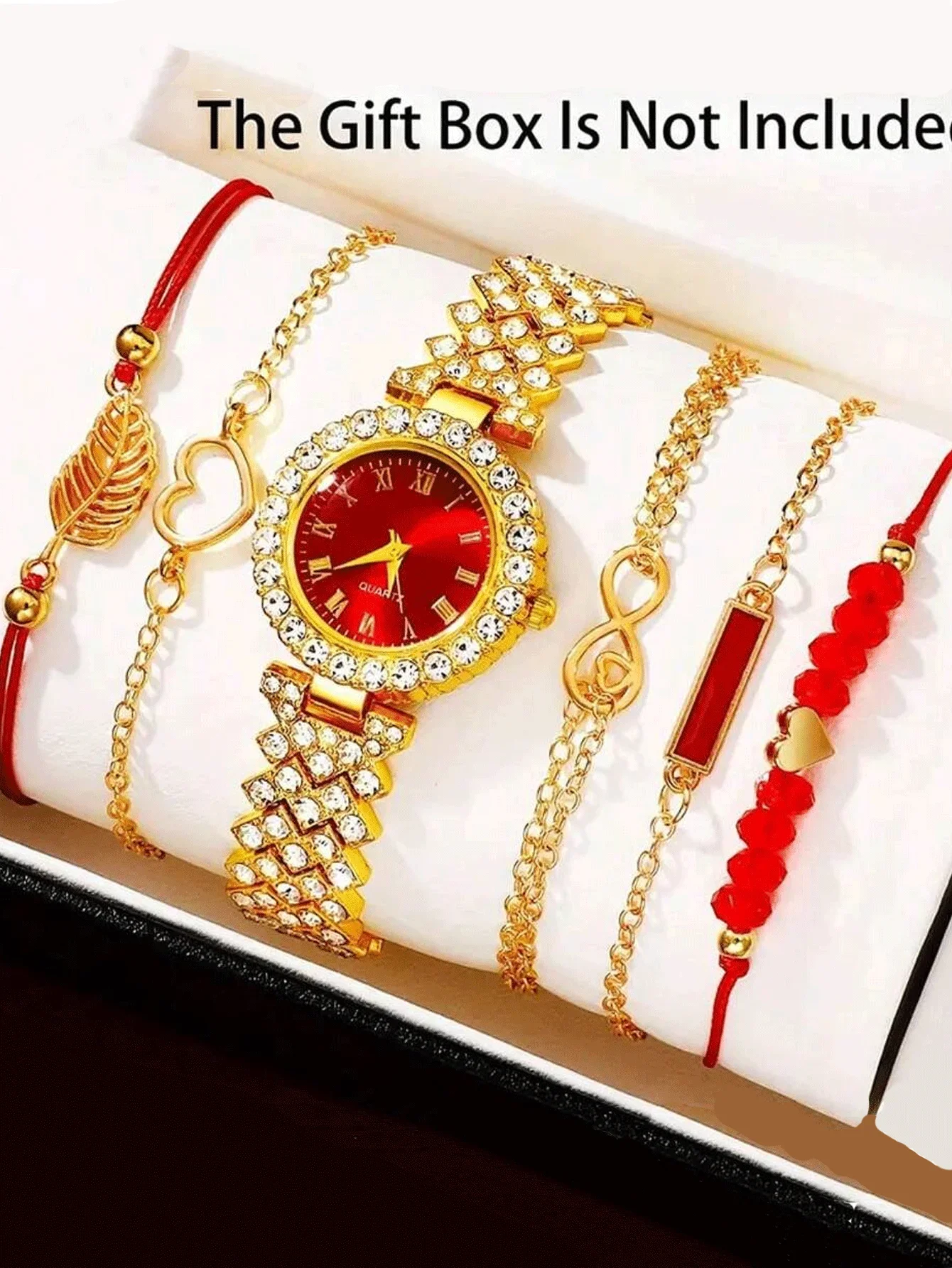6-piece Women's Watch Water Diamond Jewelry Color Diamond Quartz Watch Women's Watch Exquisite Set
