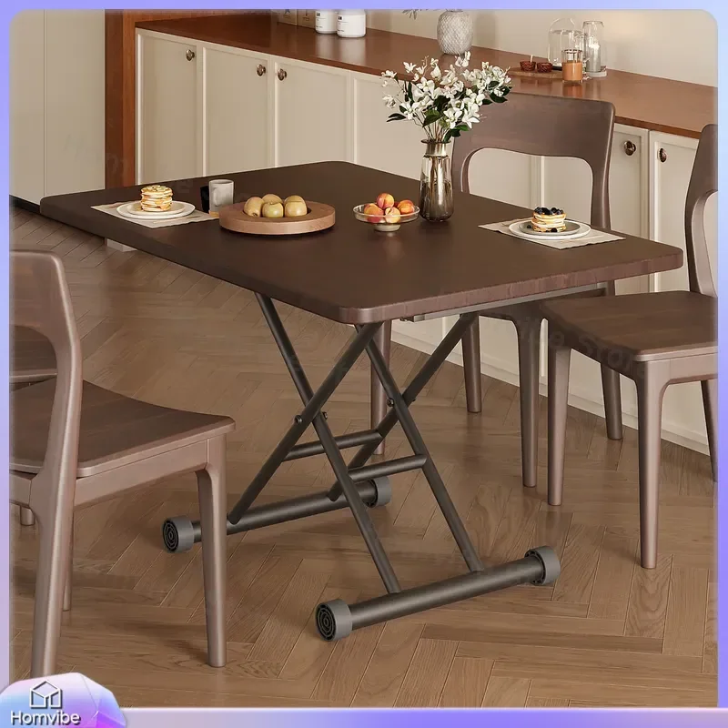 Foldable Dining Table Rectangular Lift Top Coffee Table Small Apartment Space Saving Furniture Portable Eating Desk for
