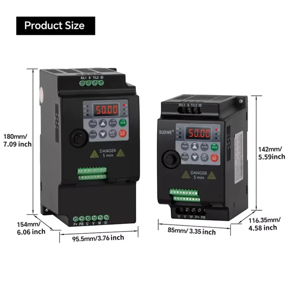 380V 3 Phase VFD Variable Frequency Drive, 0.75kW 1.5kW 2.2kW Rated Power Inverter, Input & Output 380V for 3 Phase Motor