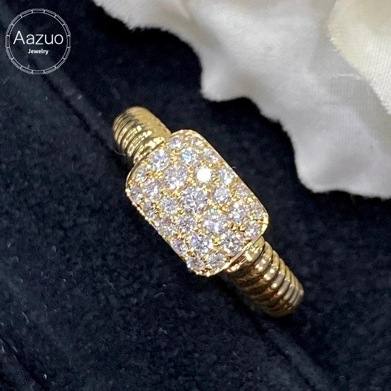 Aazuo Vintage Style 18K Pure Yellow Gold Real Diamond Engagement Ring For Woman  Charm Jewelry Fashion Love Luxury Jewelry Au750