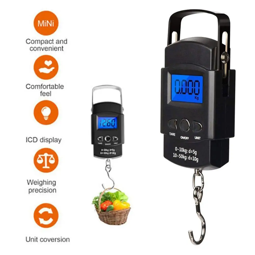 

50kg Portable Digital Scale Electronic Hand Held Hook Balance Weighing Home Tool