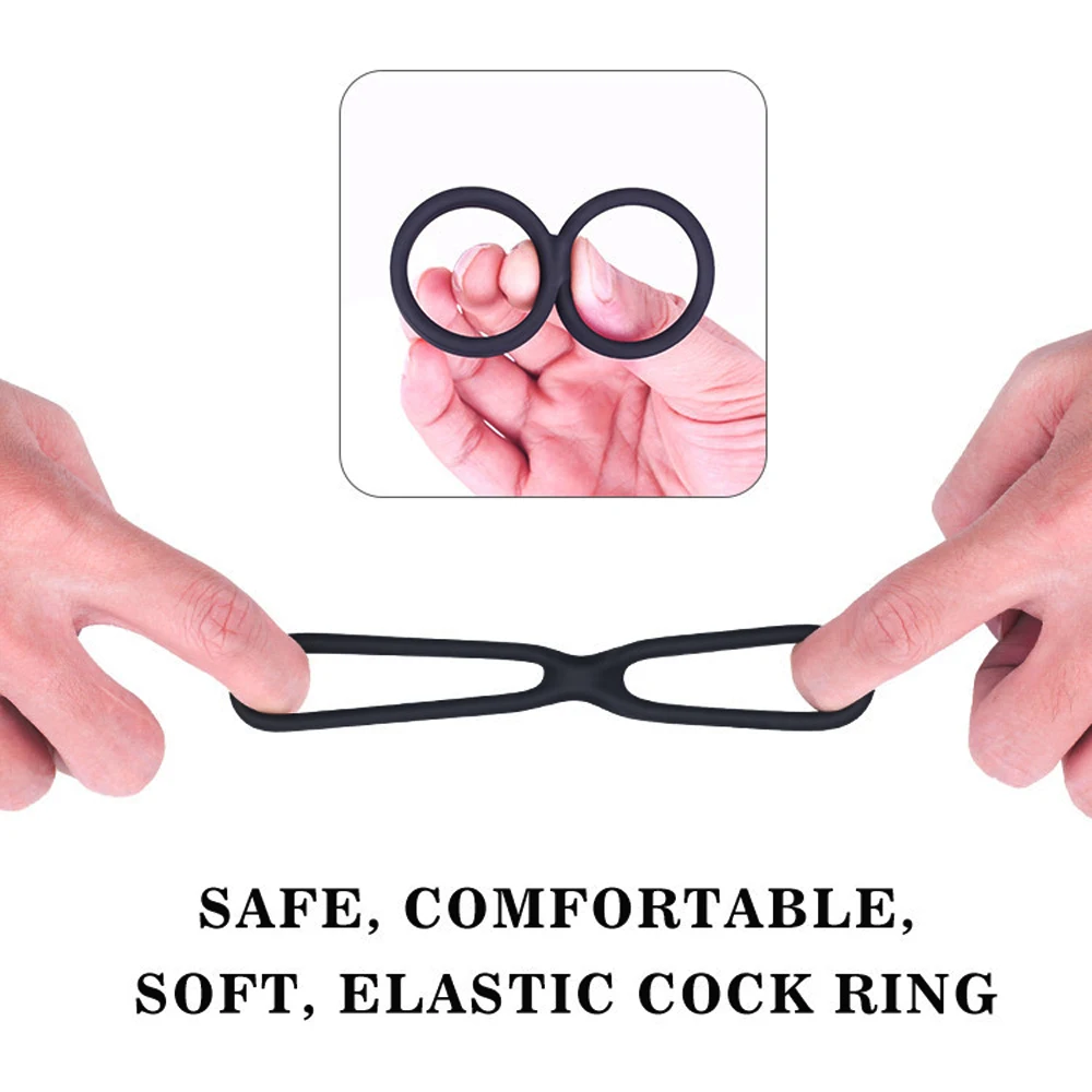 Semen Lock Ring, Silicone Dual Cock Ring for Longer, Harder, Stronger Erections, Erection Enhancing - Soft Silicone, Waterproof