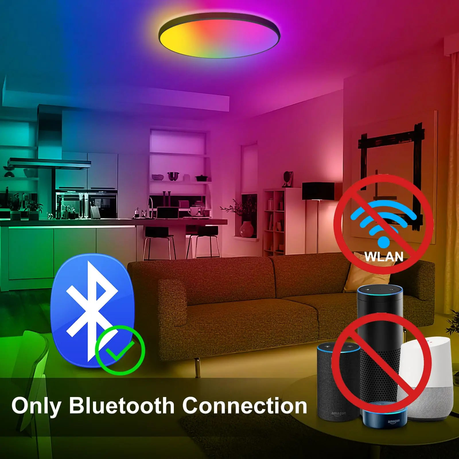 Obrázek 5: 24W LED strop lehký ø30cm RGB stmívatelné s daleký & app ovládání, 2400LM chytrý lampa 16M barvivo pro ložnice žití pokoj