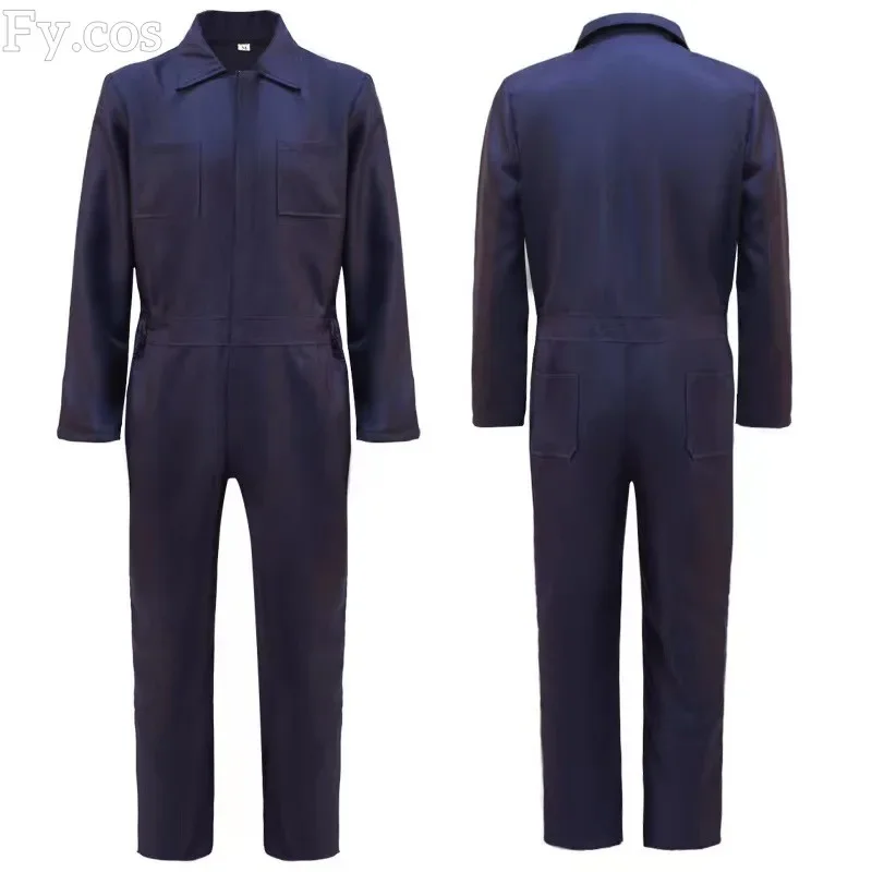 Michael Myers Rave Kostüm für Herren, Horror-Cosplay, Dämonentöter, blaue Arbeitskleidung, Halloween-Maske, Overall, Anzug-Sets für Erwachsene