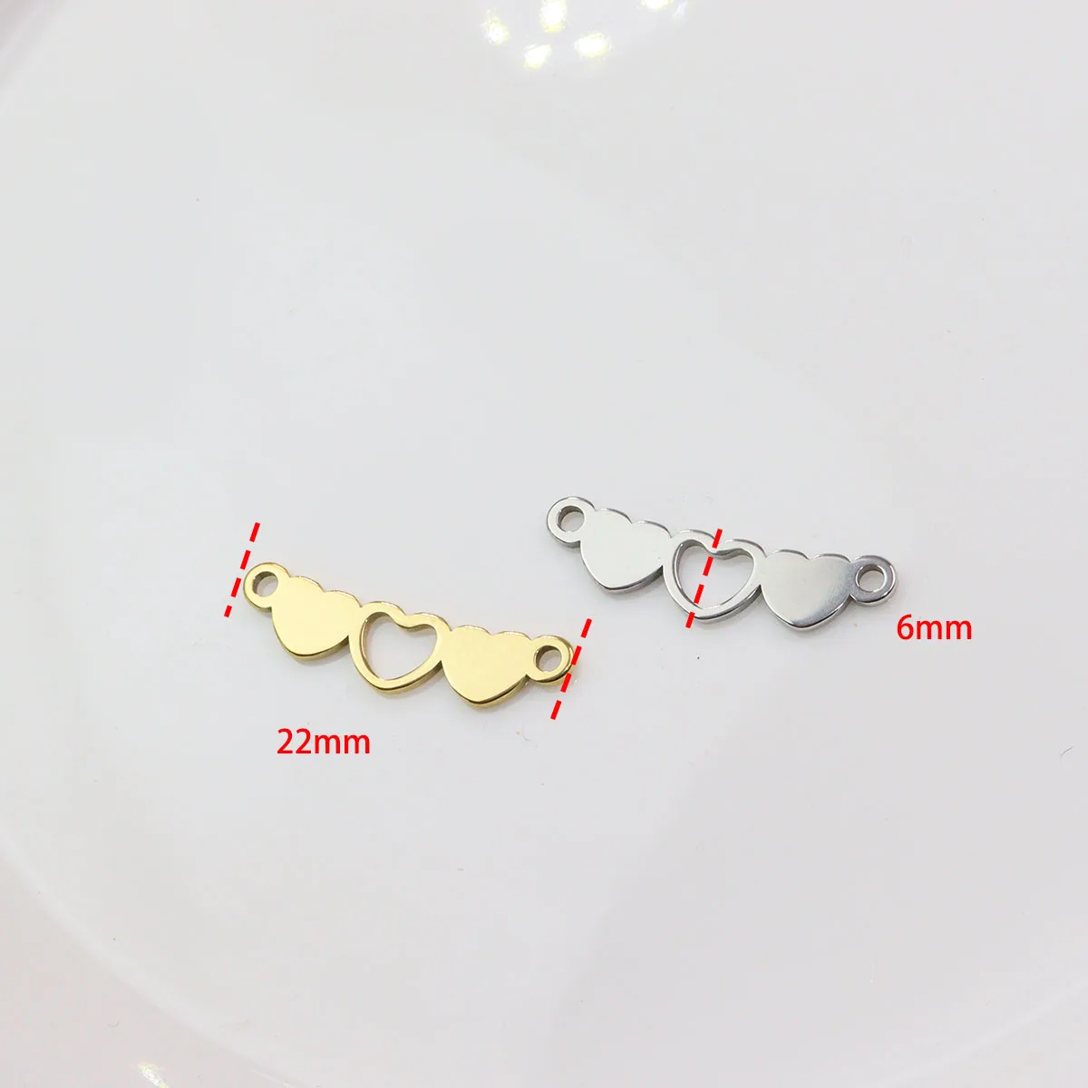10 sztuk złącze serca ze stali nierdzewnej biżuteria Charms bransoletki DIY rzemieślnicza płyta próżniowa wodoodporna antyalergiczna — zdjęcie 5