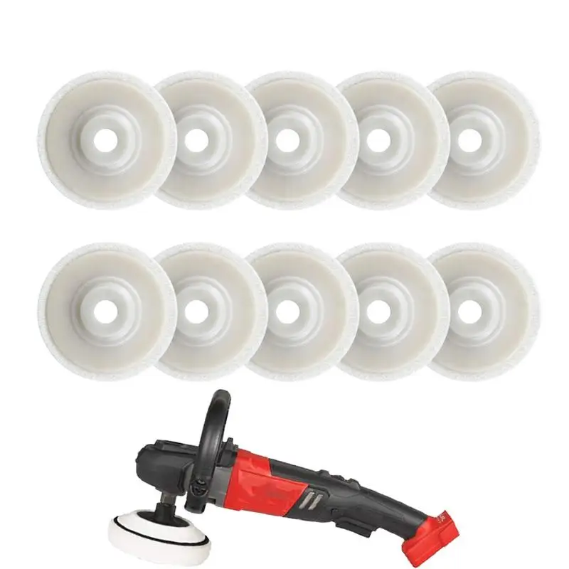 Wool Felt Polishing Wheel Disc Pads Kit 10pcs Buffing Wheel Set Lightweight Grinder Polishing Pads For Metal Marble Furniture