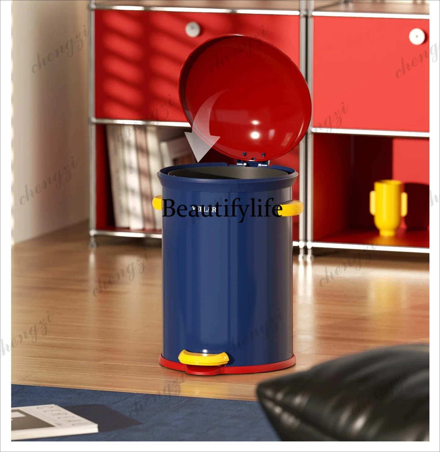 Living room trash can household dopamine wind high value 2026 new foot pedal with cover