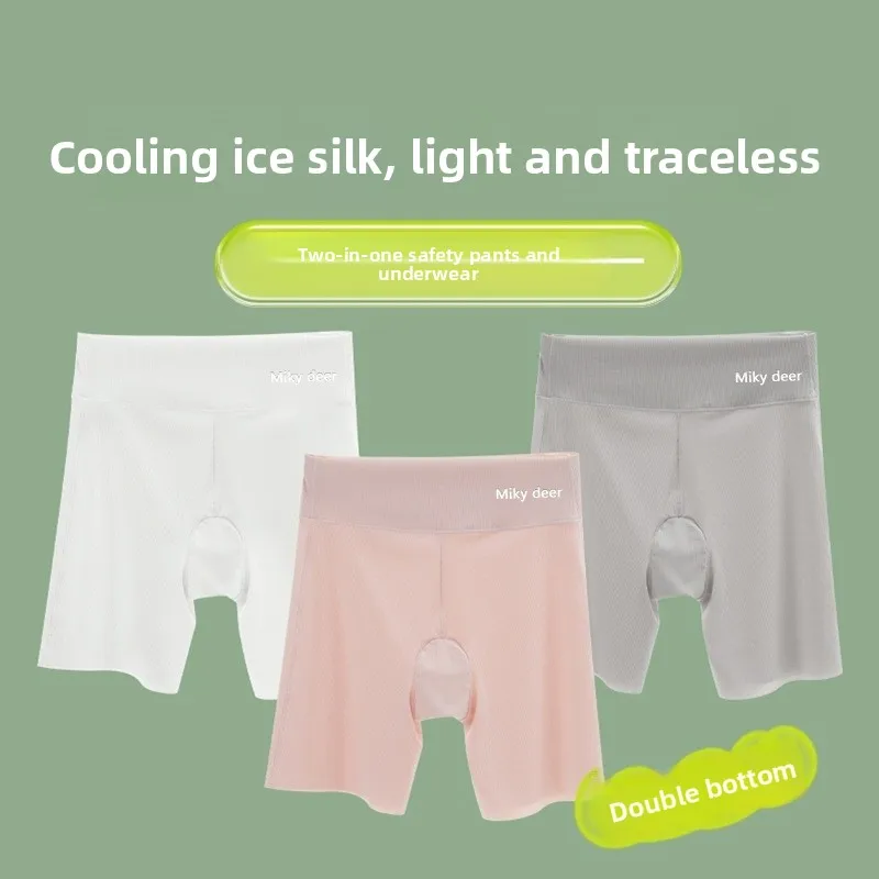 2 Pack 7A Antibacterial Girls Underwear High Waist Safety Shorts Breathable Anti See Through