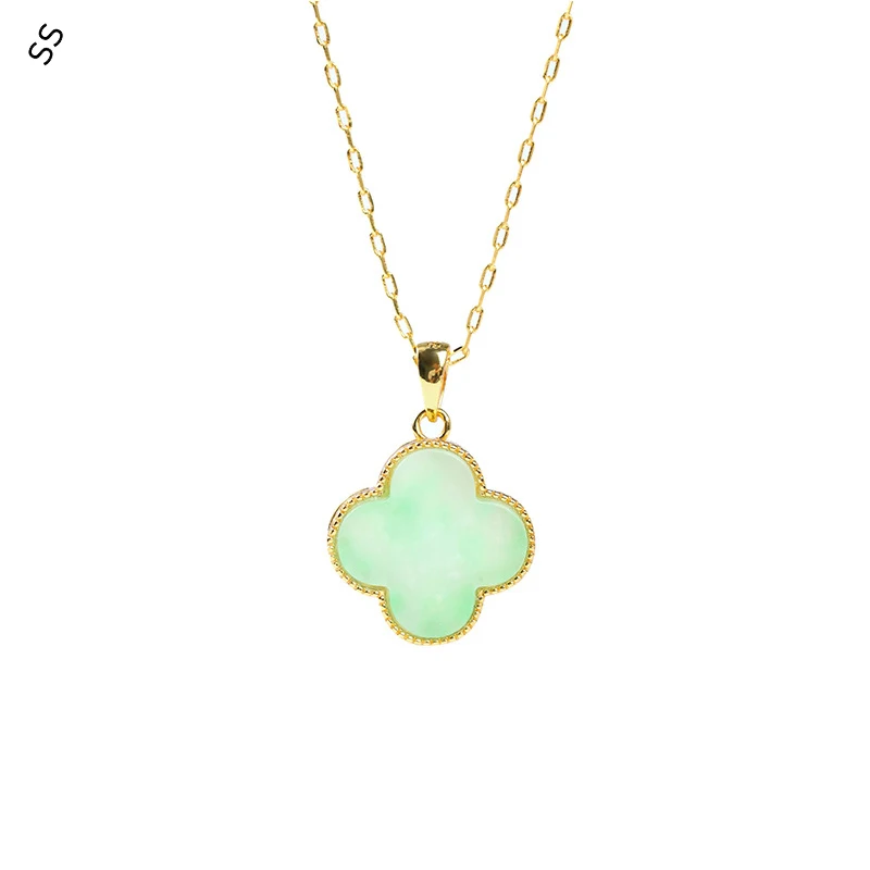 

Charming Four-Leaf Clover Necklace Antique Gold-Plated Lucky Pendant for a Touch of Affordable Luxury Delicate Collarbone Chain