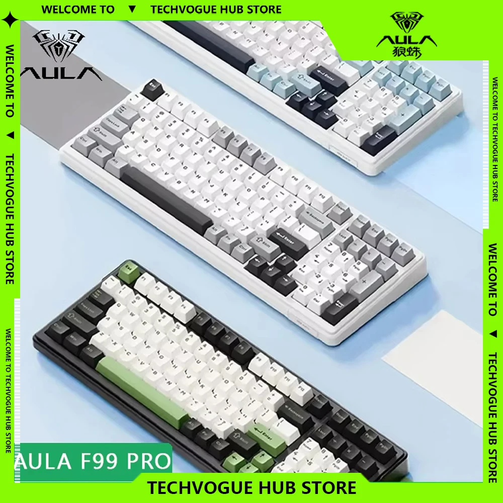 

Aula F99 Pro Mechanical Keyboard Bluetooth 5.0/2.4g 98 Keys 3-Mode Wireless/Wired RGB Hot Swap Customized Gaming Keyboard Gifts